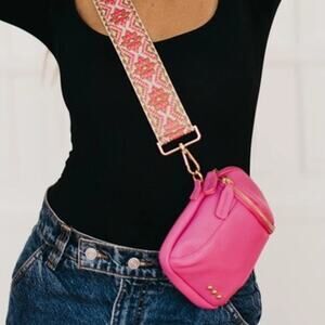 Ellie Boho Tapestry Strap Crossbody Bag Hot Pink